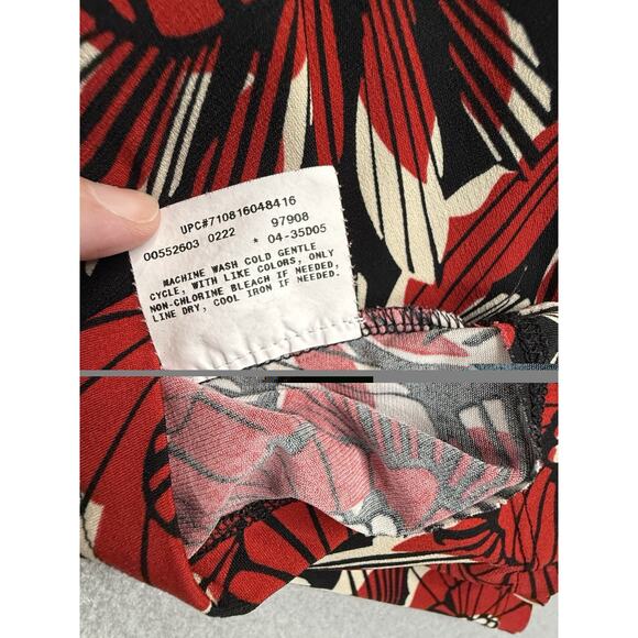 Vtg AB Studios Cowl Neck Top Womens Sz L Stretch Red Floral Y2K Whimsigoth - Picture 6 of 9